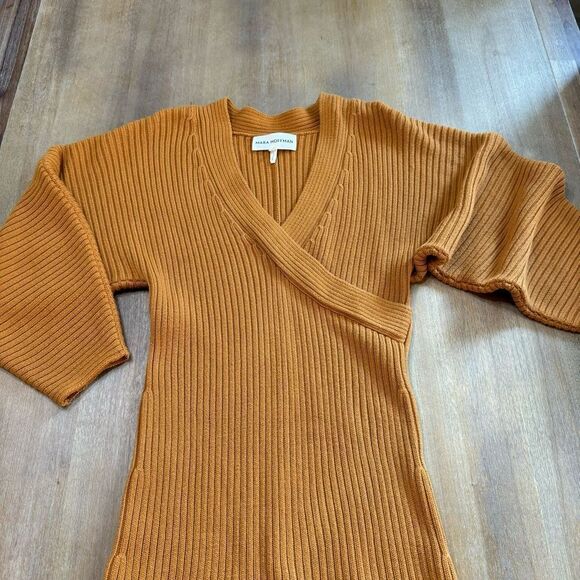 Mara Hoffman‎ Samira Long Sweater Dress Medium Long Sleeve V-Neck Knit Midi - Picture 11 of 15